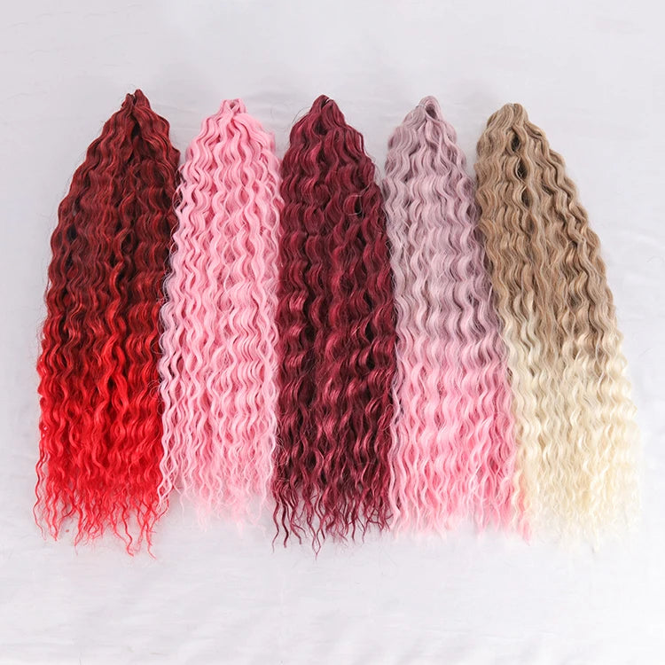 Wholesale Soft Curling Crochet Hair 22inch 30Inch Water Wave Twist Synthetic Natrual Braiding Hair Extensions for Black People