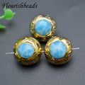 Vintage Woman Jewelry Wholesale 18K Gold Plated Blue Color Mulit Color Round Shape Stone Loose Beads for Necklace Making