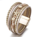 Summer Beach Starfish Shell Bracelet Wholesale Bohemia Women Bangles Hand Woven Leather Bracelet With Magnetic Clasp