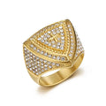 HIPHOP Men's Classic Style Stainless Steel Ring With Rhinestone Triangle Cross for Gift or Party Fashion Jewelry