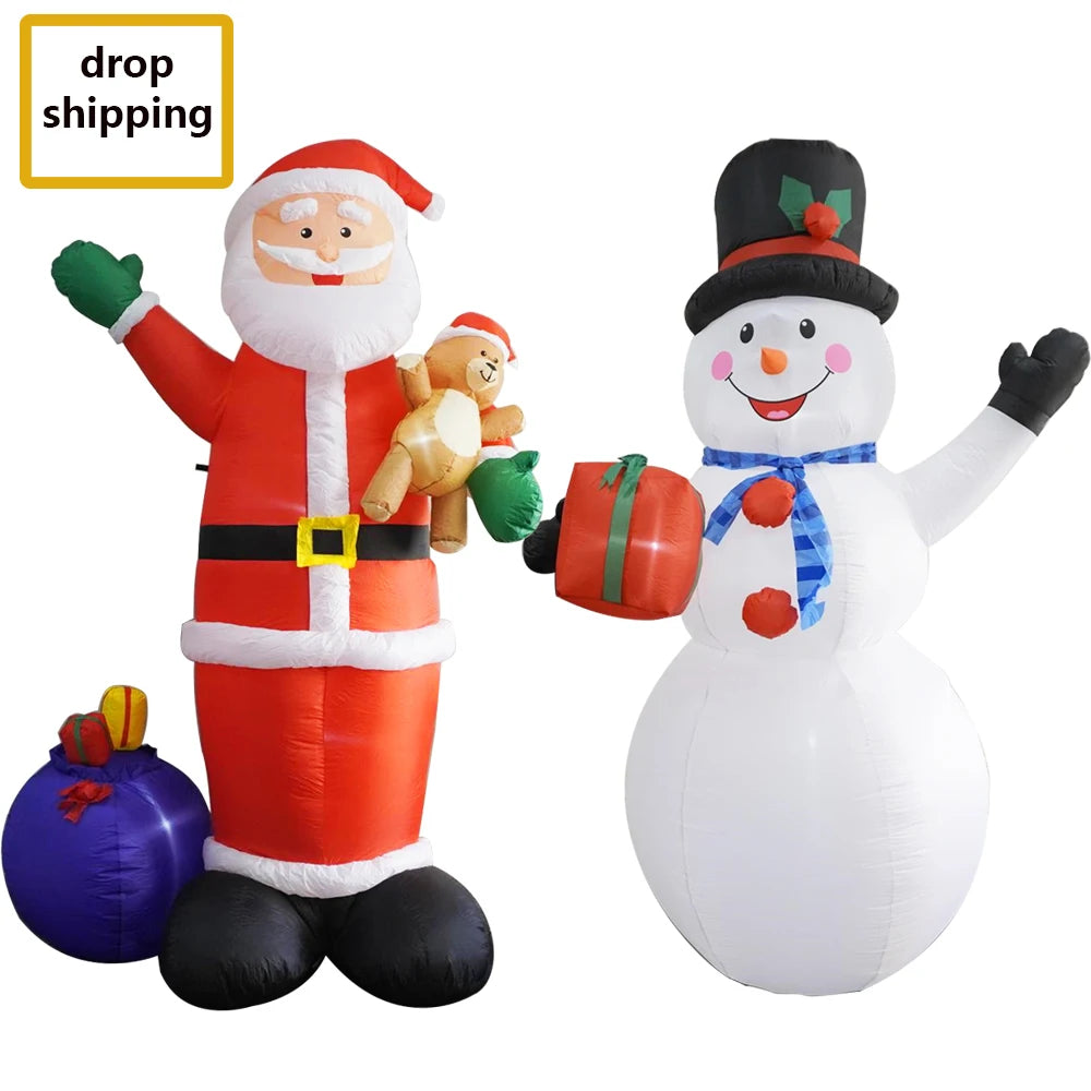 In Stock Full of Juice Big Size Waterproof Polyester Inflatable Snowman Christmas Decoration with LED Lights Outdoor