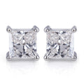 Messi Jewelry Woman 18K White Gold  0.8ct FG VS Square Princess Cut Lab Grown Diamond Stud Earrings