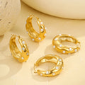 Luxury Woman Fashion Jewelry Huggies Earrings Zircon Inlaid Luxury Circle Stainless Steel Gold Plated Pearl Hoop Earrings