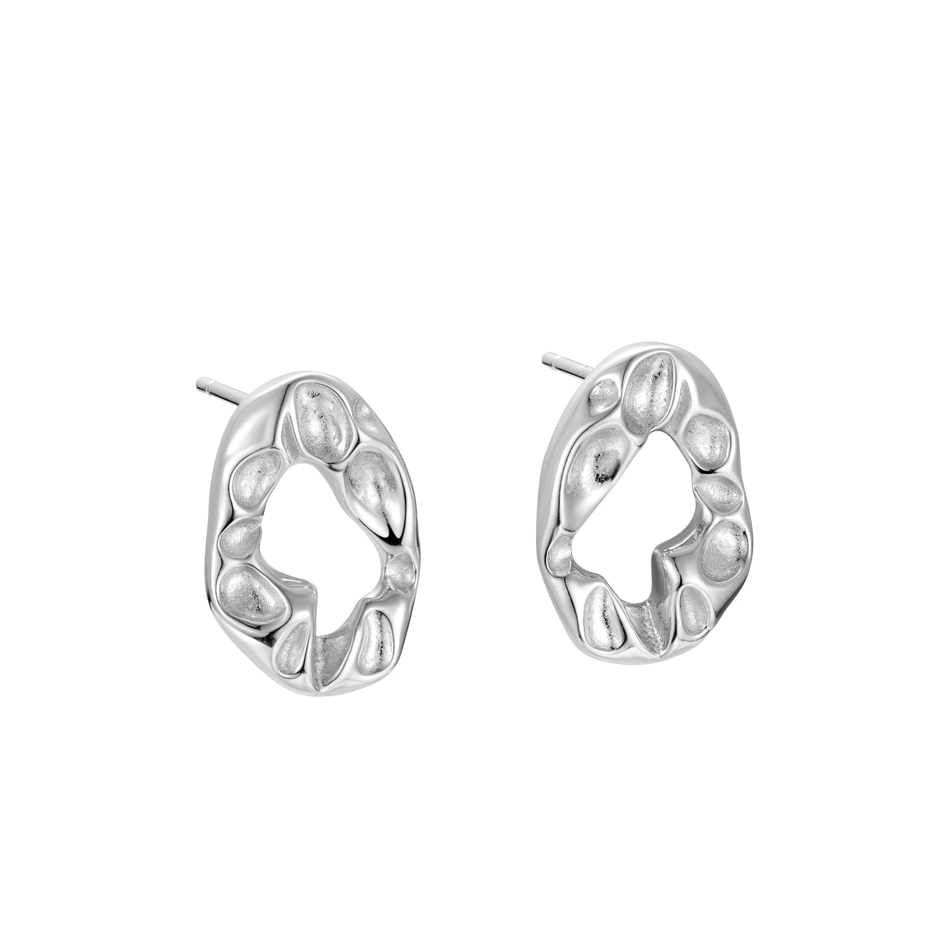 Wholesale 925 Sterling Silver Earrings Irregular Texture Geometric Round Shaped Retro Stud Earrings for Women