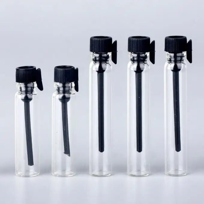 Factory 1ml 2ml Clear Tester Sample Tube Glass Perfume Vials With Plastic Lid