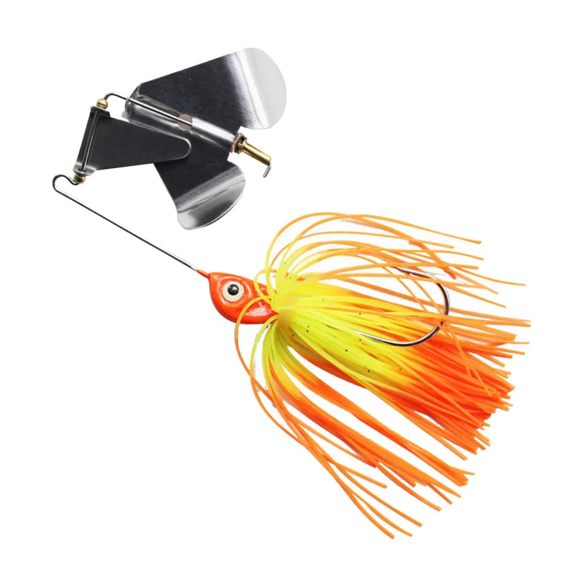 OEM Fly Fishing Silicon Tail Rotating Lead Jig Spinner Bait Metal Spoon Fishing Lures Buzz Bait Bass Fishing Swim Baits Tackle