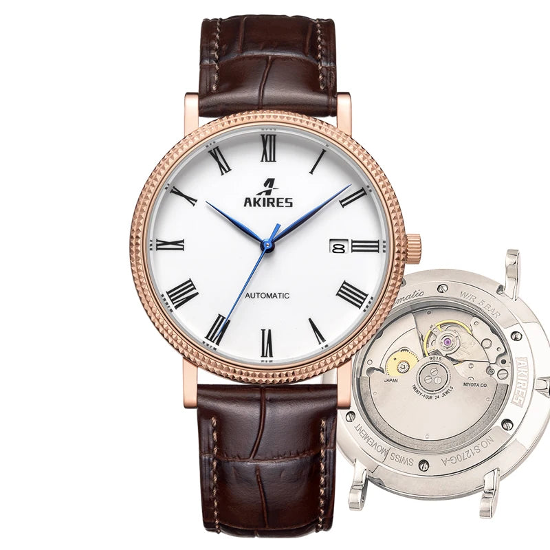 Customized Automatic Watches Design MIYOTA 9015 Self Winding Movement Roman Numerals Mechanical Watch For Men