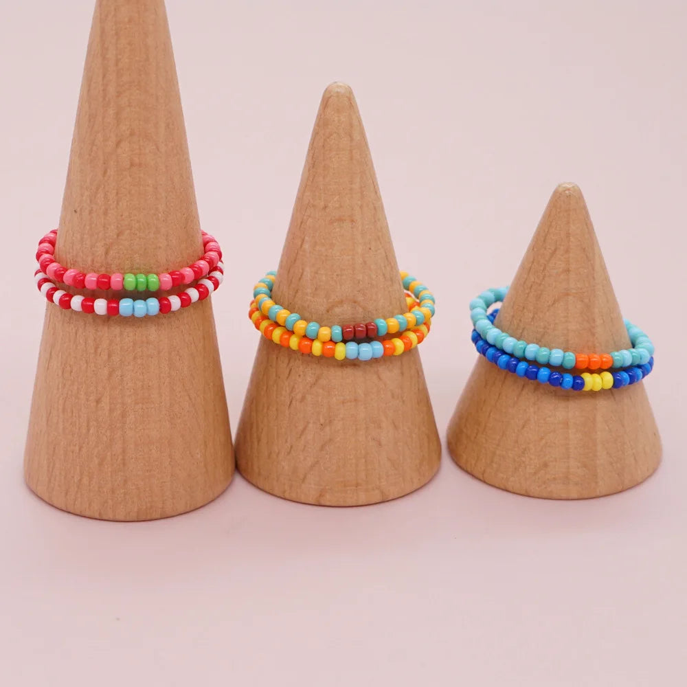 Rainbow Color 6CM Adjustable Miyuki Seed Beads Small Micro Rings Beads Wholesale Bulk