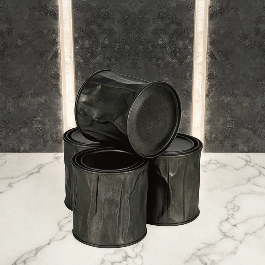Premium Airtight Vintage Black Tinplate Can Custom Logo Deformed Matte Finish Container for Loose Leaf Tea Coffee Snack Candy