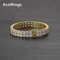BB113 10mm 7inch 8inch Double Row Brass Zircon Tennis Chain Bracelet Hip Hop Jewelry Gold Silver Material Men CZ Bracelet