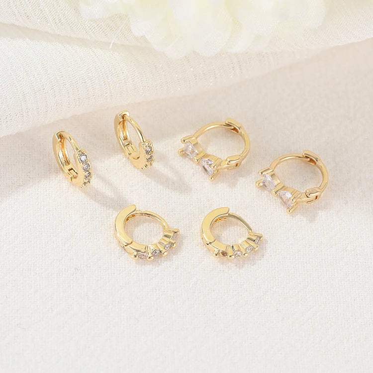 Factory Wholesale Fashion 14K Gold Plated Zircon Jewelry Huggie Earrings Bowknot Shape Small Hoop Women's Hoop Earring