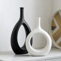 Modern White and Black Ceramic Vase for Home Decor Desktop Interior Decorative Ceramic Hollow Out Flower Vase