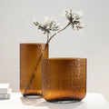 Creative Coastal Convex Concave Hammered Flat Cylinder Glass Flower Vase for Birthday Party Home Decor