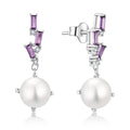 QX Custom Luxury Fine Jewelry 925 Sterling Silver Zircon Mother Gift Freshwater Pearl Drop Earrings Women