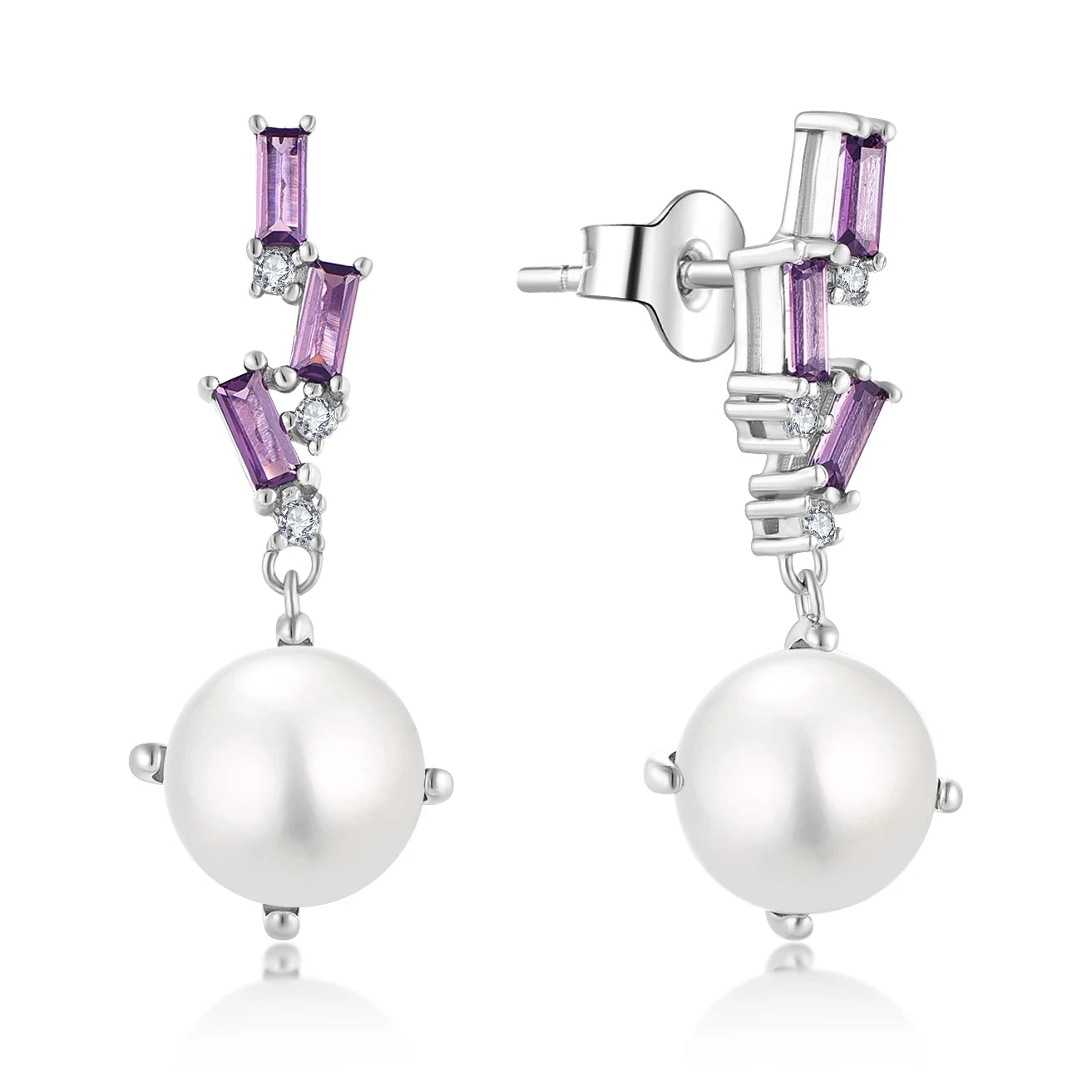 QX Custom Luxury Fine Jewelry 925 Sterling Silver Zircon Mother Gift Freshwater Pearl Drop Earrings Women