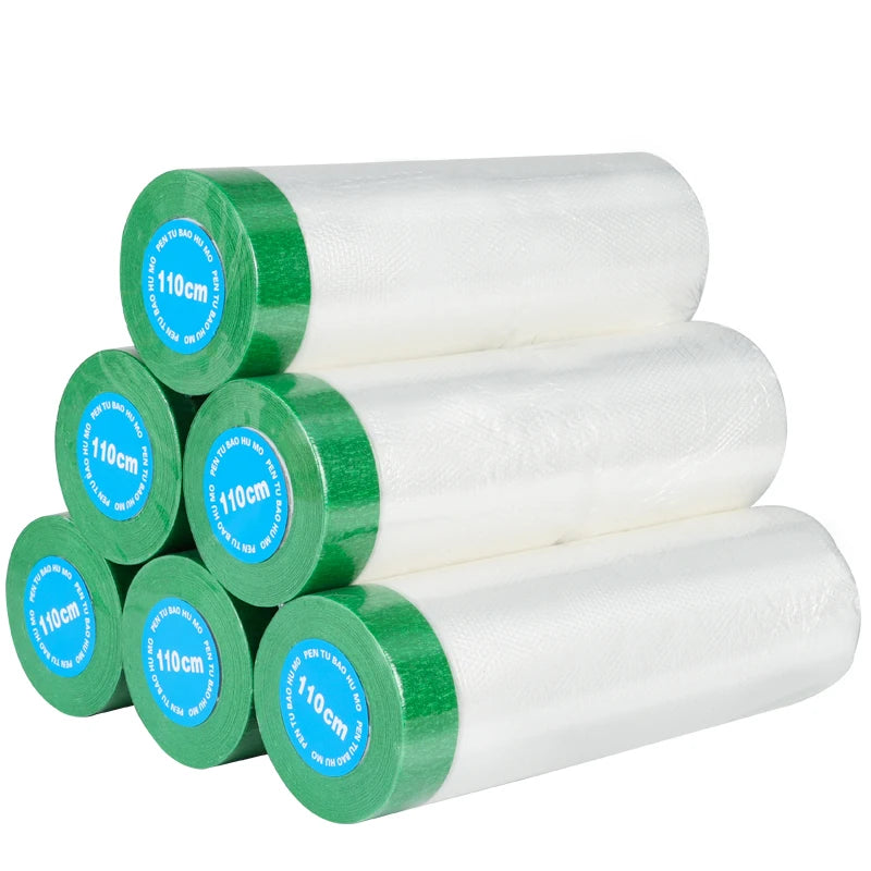 UJANG Premium PE Plastic Wall Protection Film Masking Soft and Moisture-Proof with Strong Adhesive for Rough Exterior Surfaces