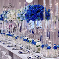 ISEVIAN Tall Blue and White Artificial Flower Centerpiece Wedding Table Decoration Flower Ball