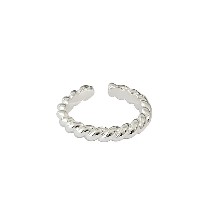925 Sterling Silver 18K Gold Plated Wedding Trendy Rope Twist Open Rings for Women