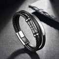 Newest Vintage Multi-Layer Bangles Charm Wristband Religious Male Jewelry Men European Genuine Leather Bracelet With Custom logo
