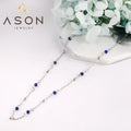 Ason New Arrivals Wholesale Waterproof Necklace Hypoallergenic Stainless Steel 10 Blue Beads + Steel Ball Pendant Necklace