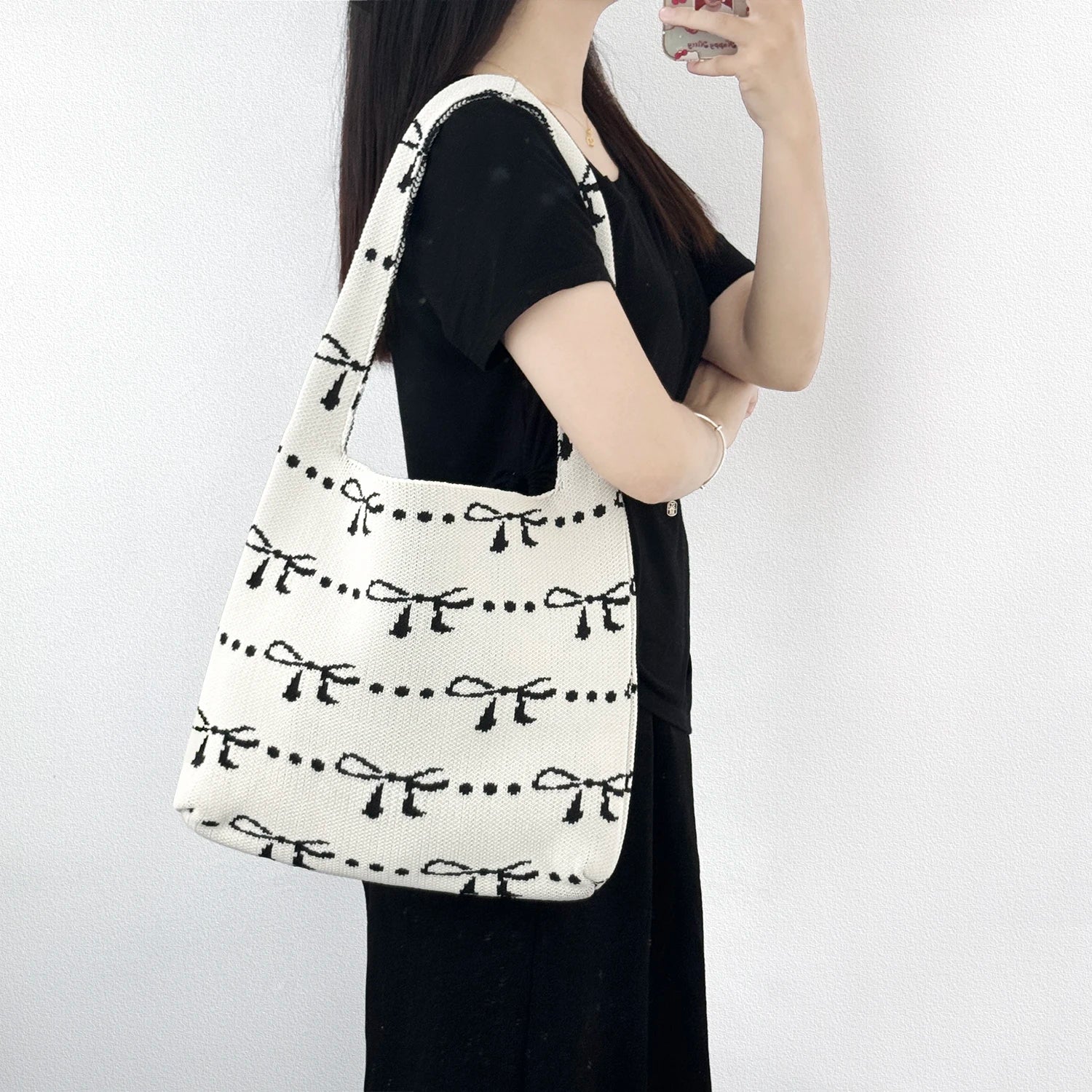 Newest Y2K Chic Ballet Tote Bag Women One Shoulder Underarm Knitted Crochet Hobo Summer Winter Stock Arrival Lovely Portable