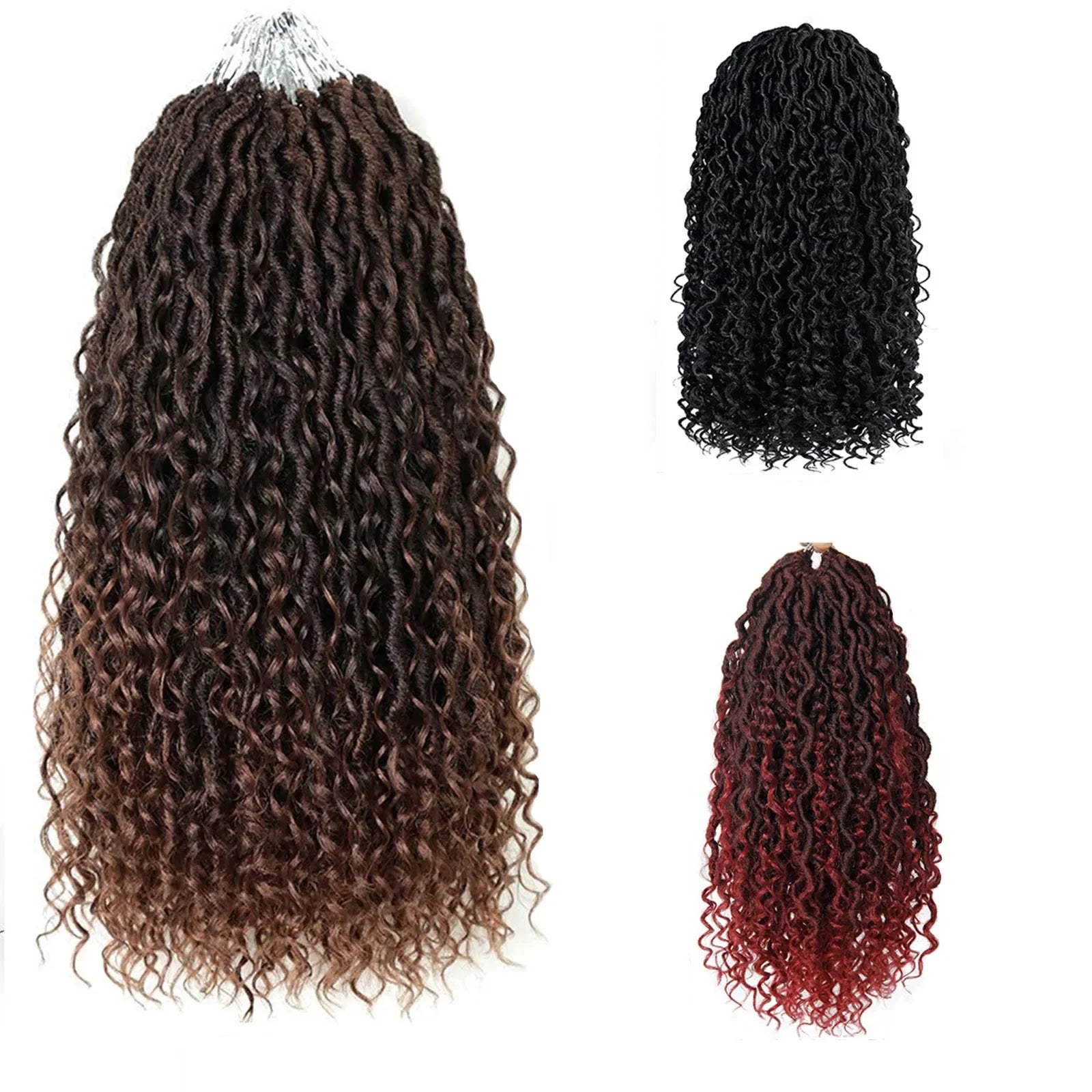 18 Inch Curly Faux Locs Crochet Hair Extensions River Locs Crochet Goddess Faux Locs Braid