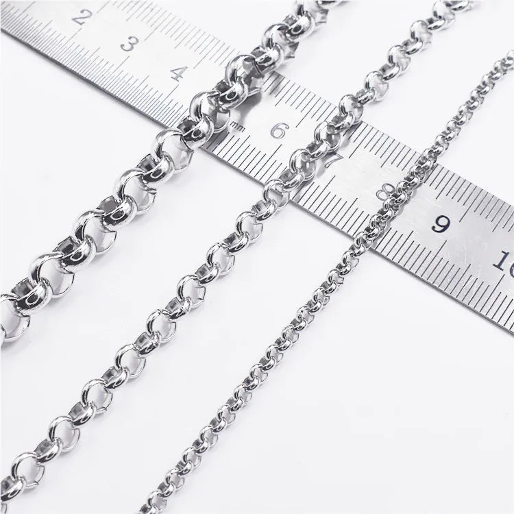 2mm 2.3mm 2.5mm 3mm Selling in Meter Round Jewelry Accessories Stainless Steel Rolo Chain Link Fine Necklace Meter