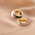 925 Sterling Silver Statement Black Ring Adjustable Open Gold Plated Geometric Shape White Rings Fashion Jewelry for Women