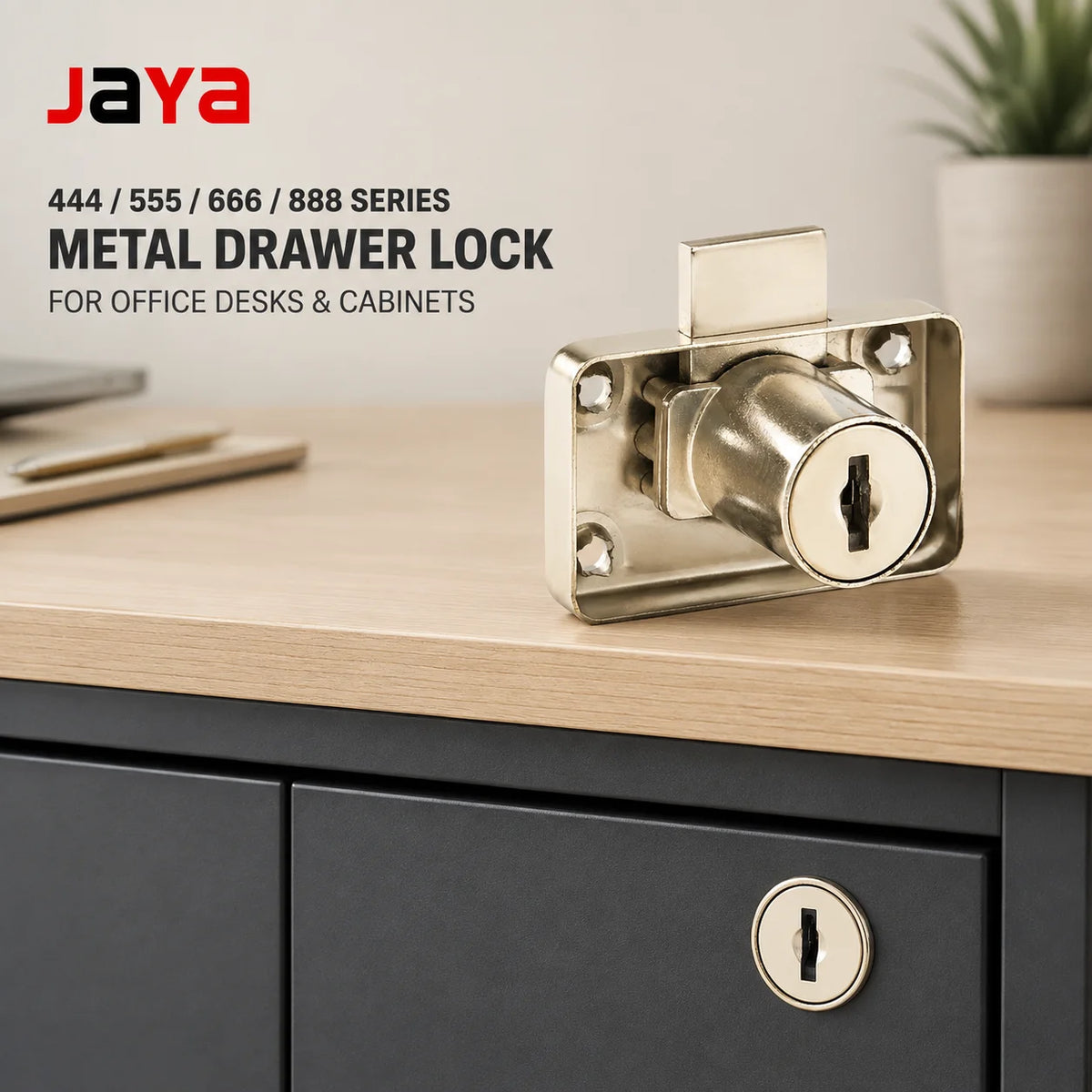 JAYA 444 555 666 888 Series Iron Square Deadbolt Drawer Lock for Office Desk Cabinet Furniture