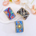 3 Styles Gold Plated Metal Beaded Flower Bangle Bracelet Bohemian Beads Flowers Opened Bracelet Jewelry Accessory