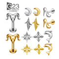 F136 Titanium Dolphin High Heels Cowhead Lip Stud Ear Cartilage Labret Ear Studs Tongue Helix Threaded Body Piercing Jewelry