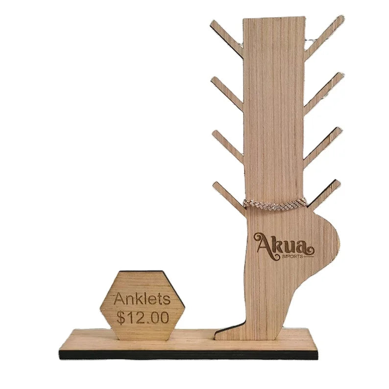 Hot Selling Laser Cut Wooden Anklet Organizer Jewelry Display with Foot Shape