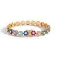 9mm Stocks Gold Plated Micro Pave Setting Mixed Color AAA Cubic Zircon Stone Flower Chain Bracelet