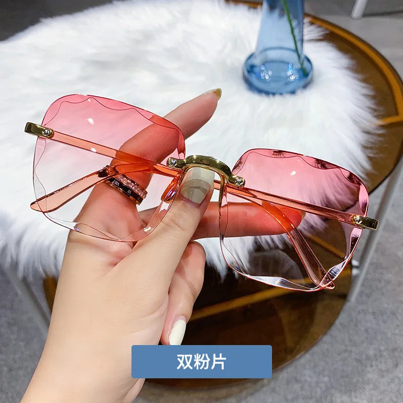 GWTNN OEM Gafas De Sol Sin Marco Woman Metal Wave Rimless Colorful Sunglasses