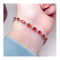 Wholesale Italian 925 Sterling Silver Natural Garnet Chunky Tennis Gemstone Charm Women Bracelets