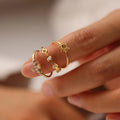 Diamond-encrusted Open Titanium Steel Ring Do Not Fade Everything Retro Ring