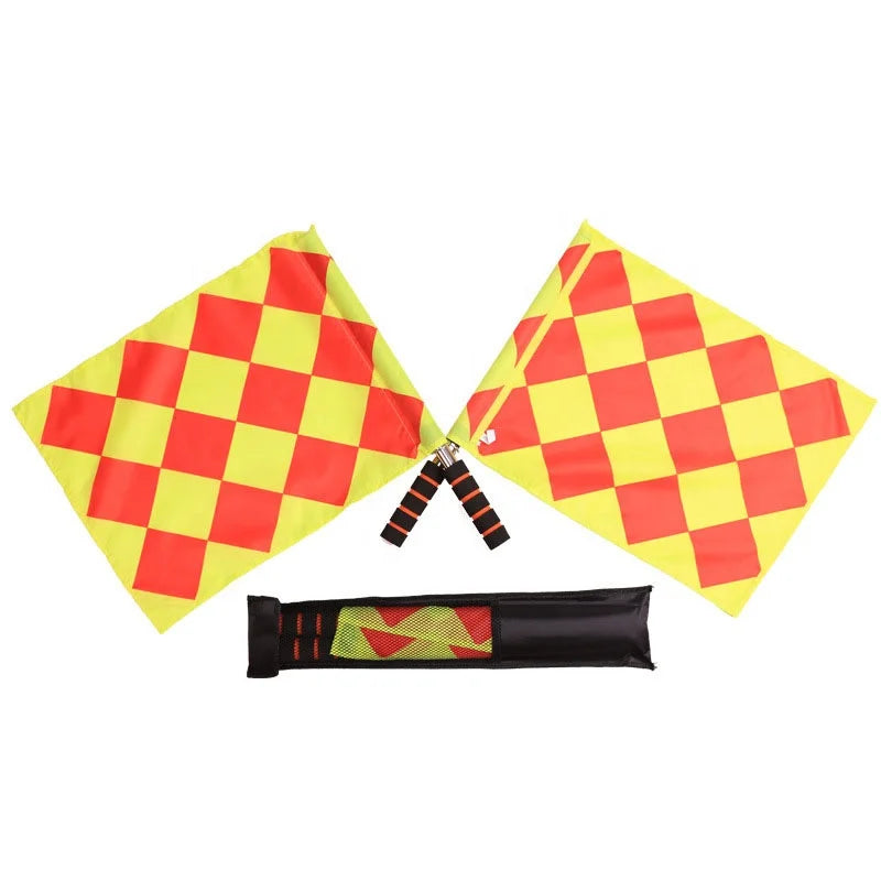 Soccer Training Linesman & Football Referee Flags 2 Pcs Set Oxford & Stainless Steel 46x40m Custom Color