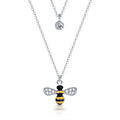 Factory Custom Jewelry 925 Sterling Silver White Gold Plated Bee Enamel Necklace