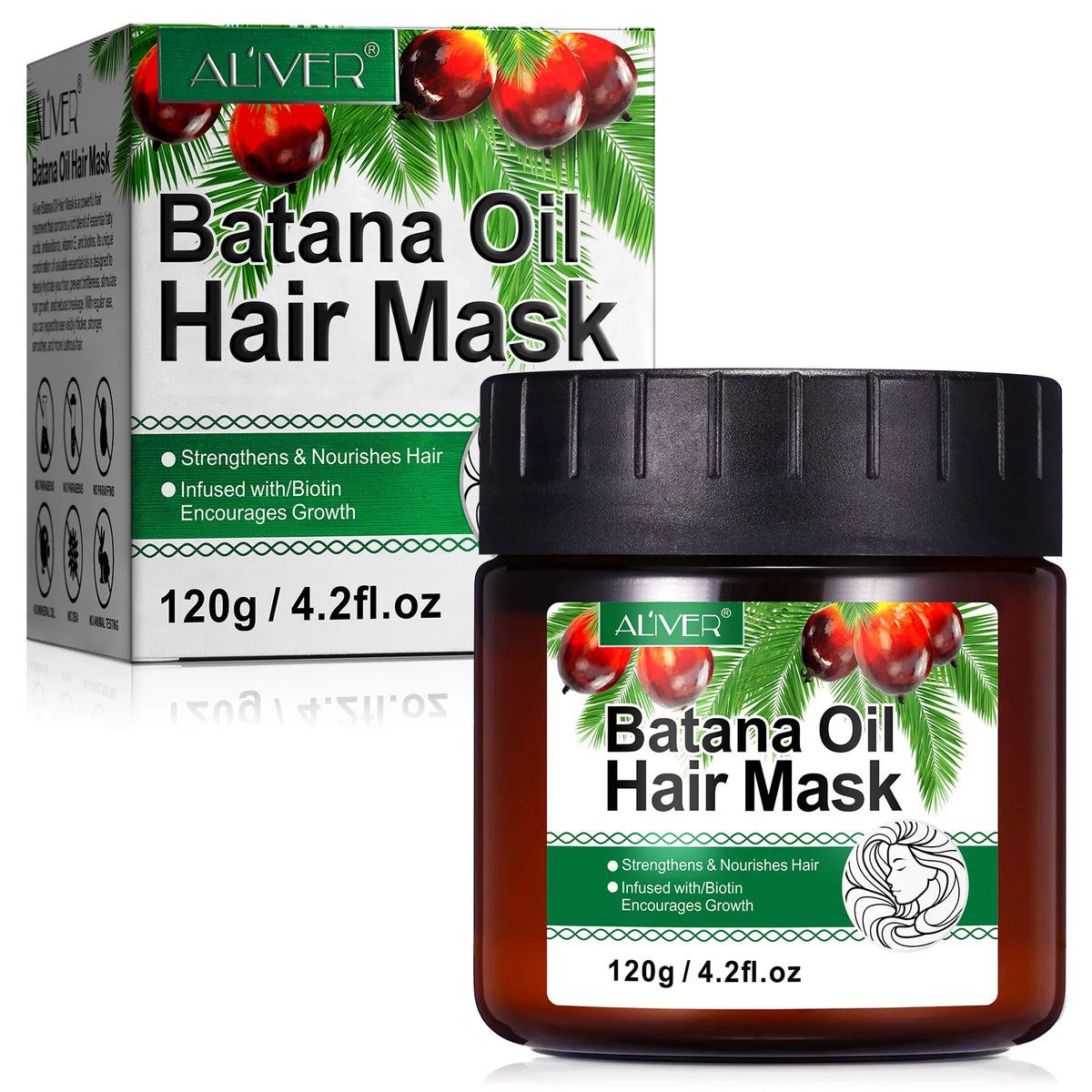 ALIVER Professional Instant Repair Moisturizing Hair Growth 120g Antioxidants Vitamin E Biotin Magic Batana Oil Hair Mask