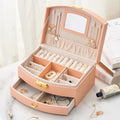 Wholesale Custom Logo Orange PU Leather Velvet Jewelry Box with Watch Holder Large Rectangle Gift Mirror for Jewellery Storage