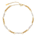 Fashion Advanced Stacking Metal Splicing Natural Freshwater Toothpick Pearl Necklace Women Gift Jewelry Customized