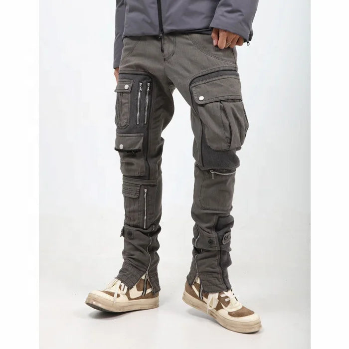 Custom Label Trousers for Men Drop Shipping  Men Street Wear Stock Cargo Black Trousers Pants