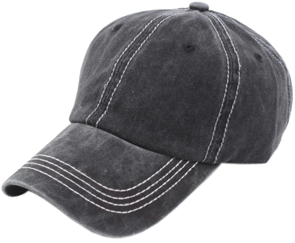 Wholesale Blank 6 Panel 100% Cotton Pigment Dyed Heavy Washed 3 Rows of Thick Stitching Vintage Baseball Cap Hat