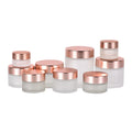 5/10/15/20/25/30/50/60/100g Frosted Cosmetic Packaging Cream Jar Clear Matte Glass Face Cream Jar Rose Gold Lid for Skin Care