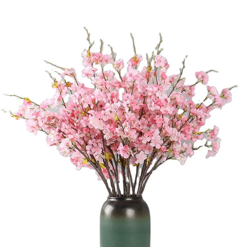 Artificial Cherry Blossom Branches Faux Cherry Flowers Peach Branches Tall Stems for Home Wedding Table Vase Decoration