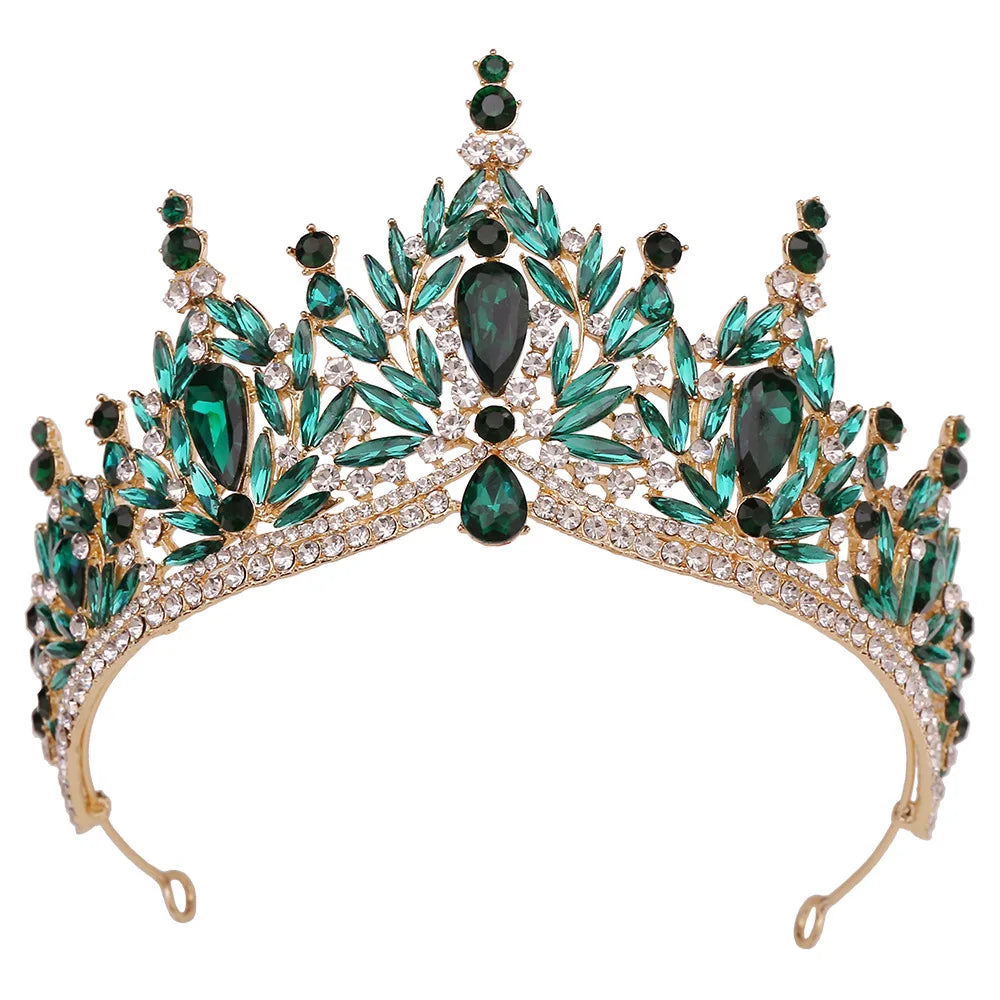 Wholesale New Design Crystal Leaf Crown 5 Colors Rhinestone Bridal Wedding Crown Tiara