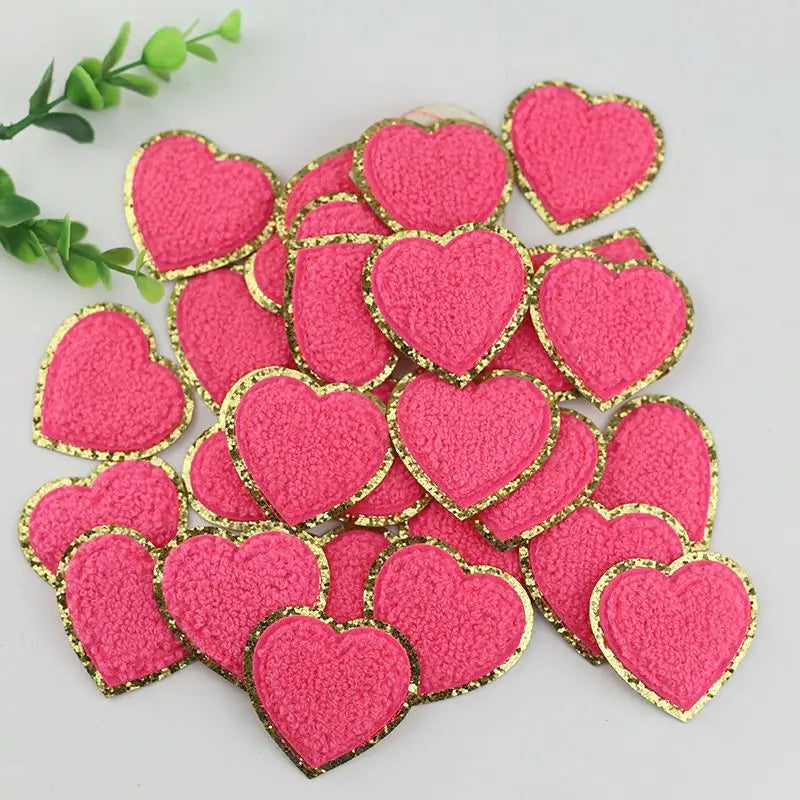 Custom Towel Embroidered Letter No Minimum Embroidery Chenille Heart Patch with Factory Price