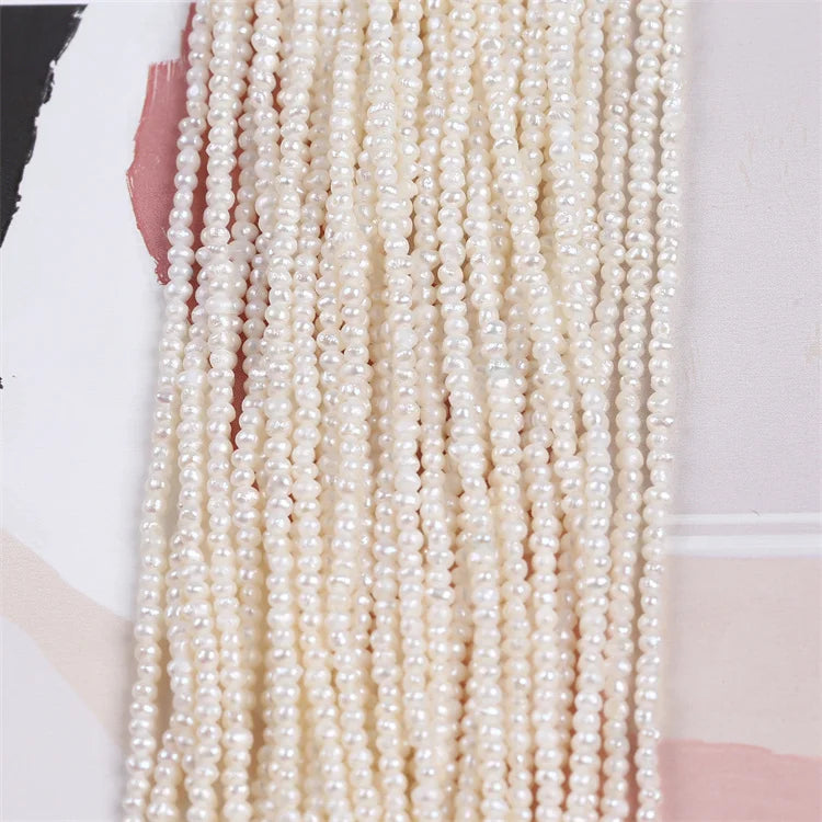 2-2.5mm Potato Shape Natural White Freshwater Pearl Strand