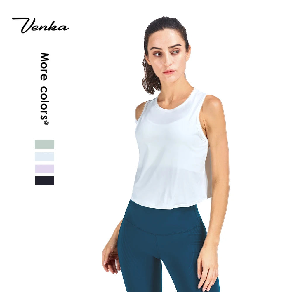 New Arrival Ladies Sleeveless White Running Gym Vest Top Breathable Woven Crop Tank Top for Women