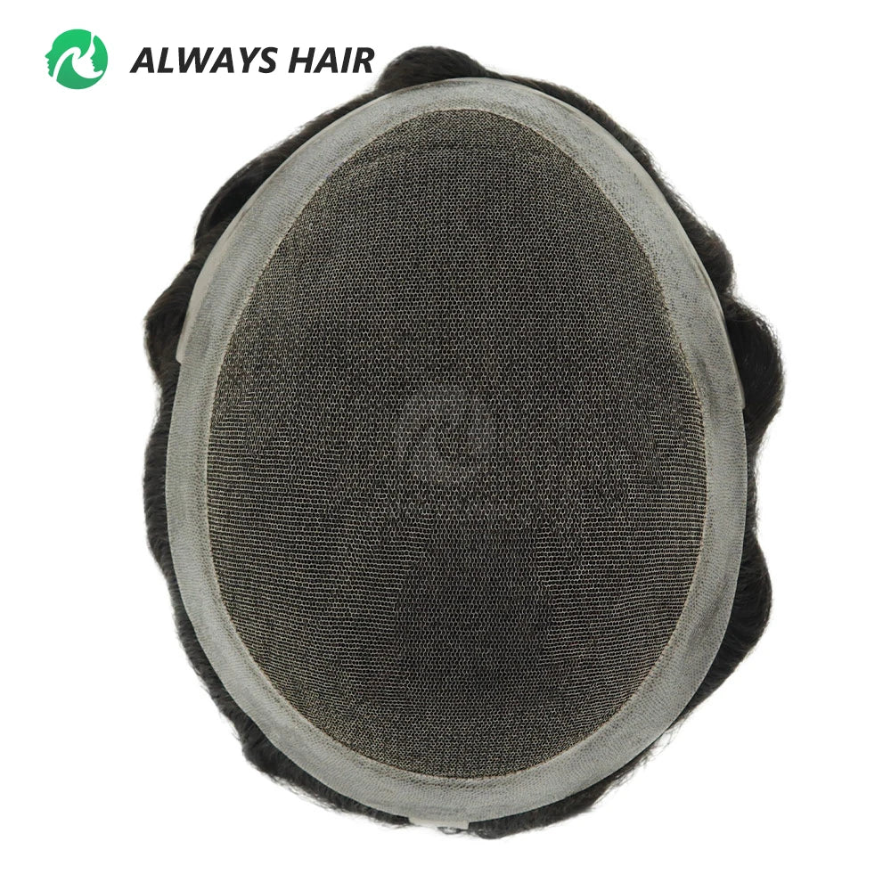 Australian Mens 6x8 7x9 8x10 System Indian Human Hair Toupee with Lace & PU Hair Patch Readjustable for Comfort